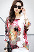 Sexy Large Size Batwing Sleeve Watercolor Painting Chiffon Blouse